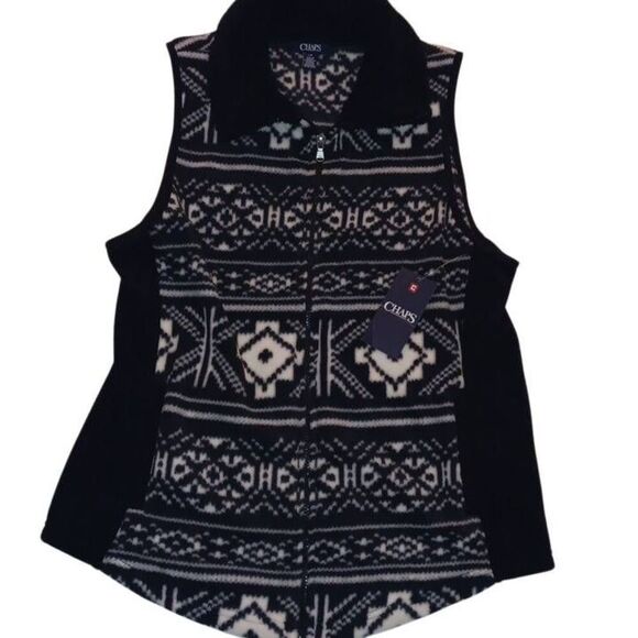 Chaps,Women's Vest, NWT  Size Large  PTP 18.5" Length 27" Color Black and White - Picture 1 of 5